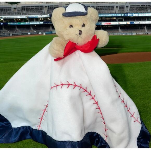 Bearington 18" Baby Lovey Lil Slugger Baseball Bear Snuggler Security Blanket - Picture 1 of 12